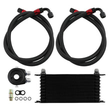 Indlæs billede til gallerivisning AN10 Universal 10 Row Engine Oliekoeler + Oil Lines Oil Filter Adapter Hose Kit