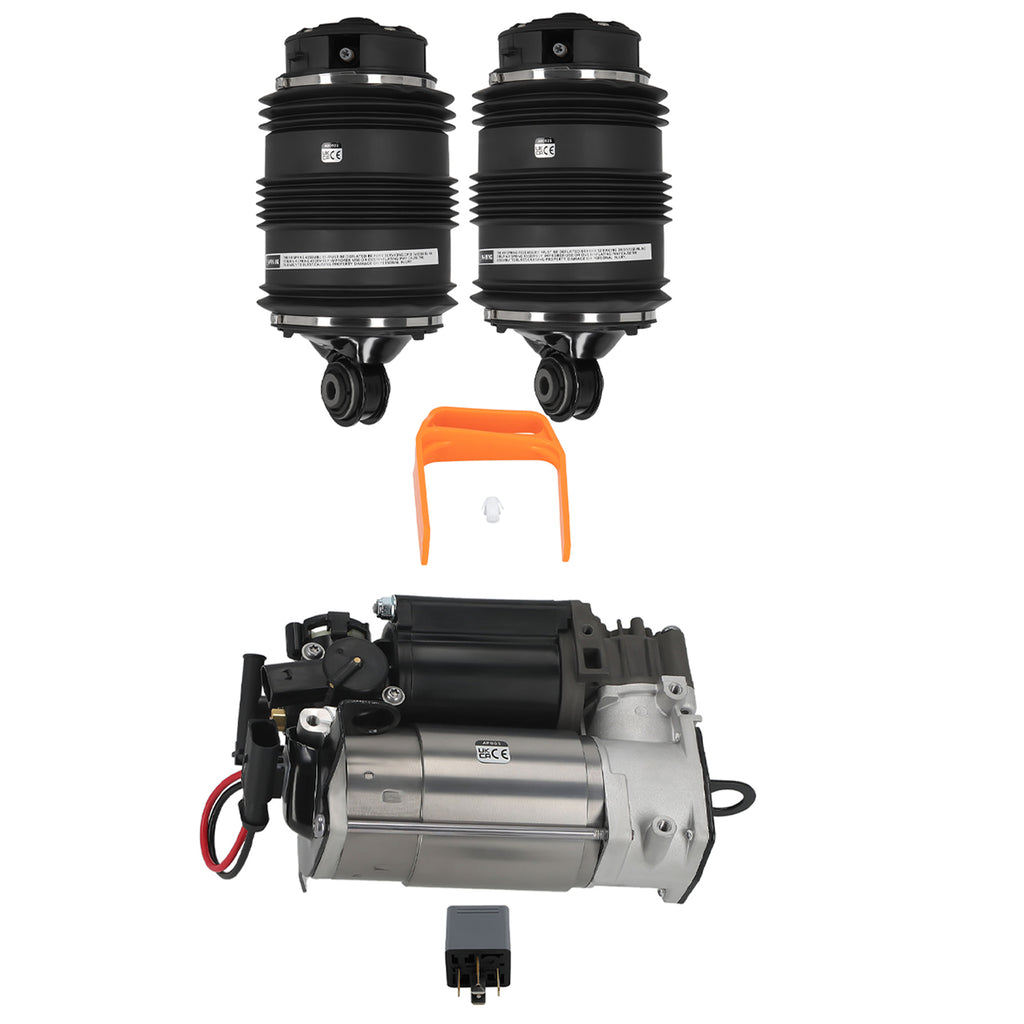 2x Luchtveer 2Pins achter + Compressor geschikt voor Mercedes E-Klasse S211 A2113200925