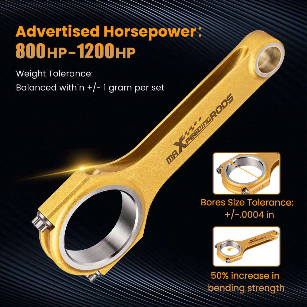 Titanizing H-BeamConnecting Rods+ARP2000 Bolts compatible for Fiat 500 2 Cylinder 130mm