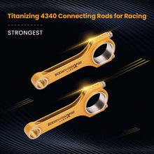 Lataa kuva Galleria-katseluun, Titanizing H-BeamConnecting Rods+ARP2000 Bolts compatible for Fiat 500 2 Cylinder 130mm