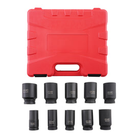 10-Stuk Impact Socket Set 22-41mm 3/4in. Drive Metric Air Garage Deep