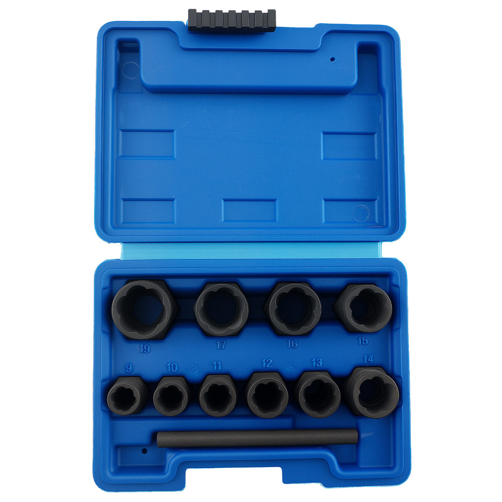 Nut Removers 11 Stuks 9-19mm voor Damaged Bolts Chrome Staal