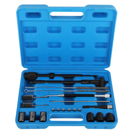 21 stuks Injector Seat Cleaning Set Cutters Guide Keerring Puller Brushes Gereedschap Kit Set